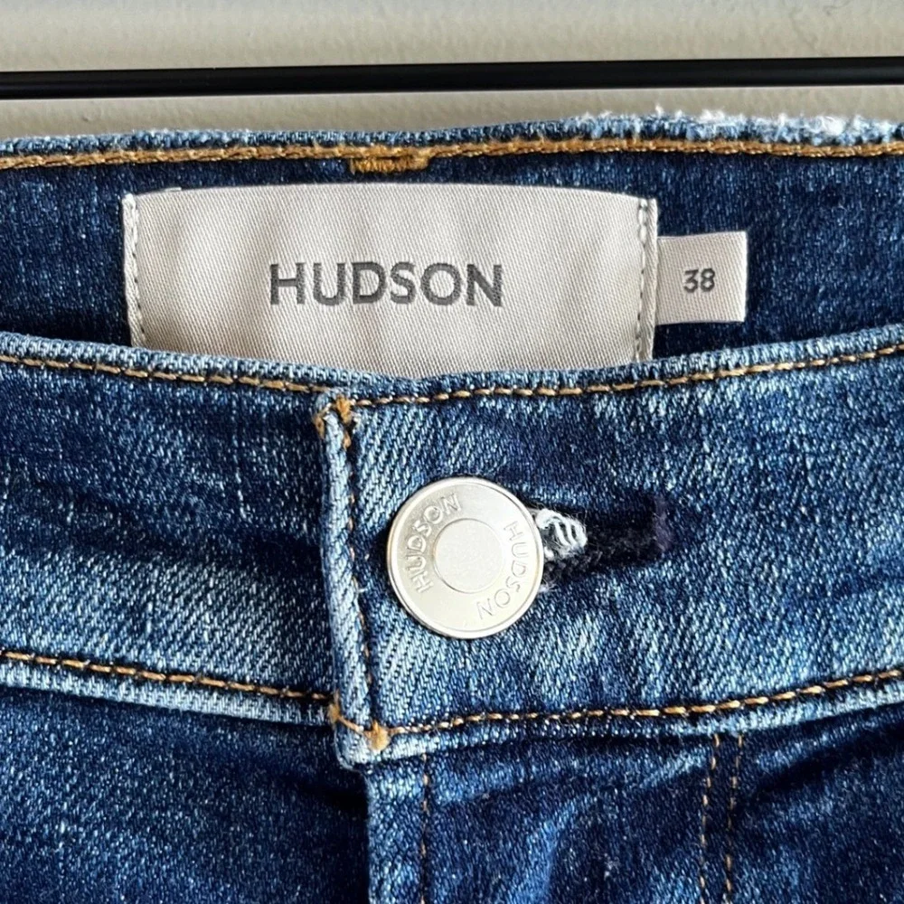 Hudson Jeans Mens 38 Distressed Blue Denim Slim Fit Ripped Knee Casual Pants